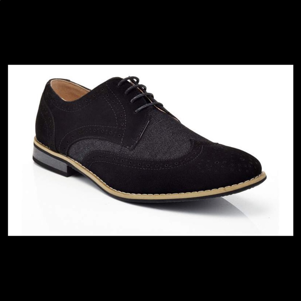 Franco Vauncci Men’s Timothy Wingtip Oxford Black 9.5